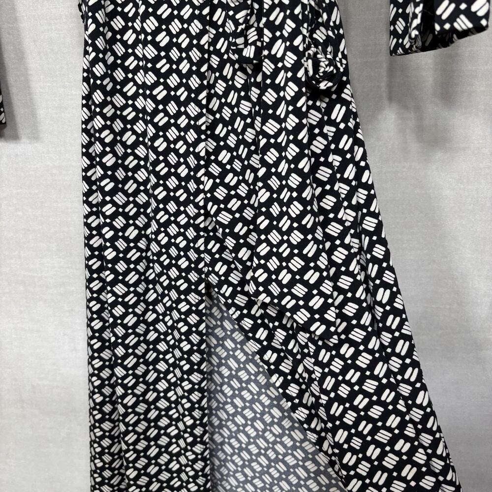Worthington Womens Geometric Print Wrap Dress Medium Long Sleeve Career Classic - Picture 8 of 9